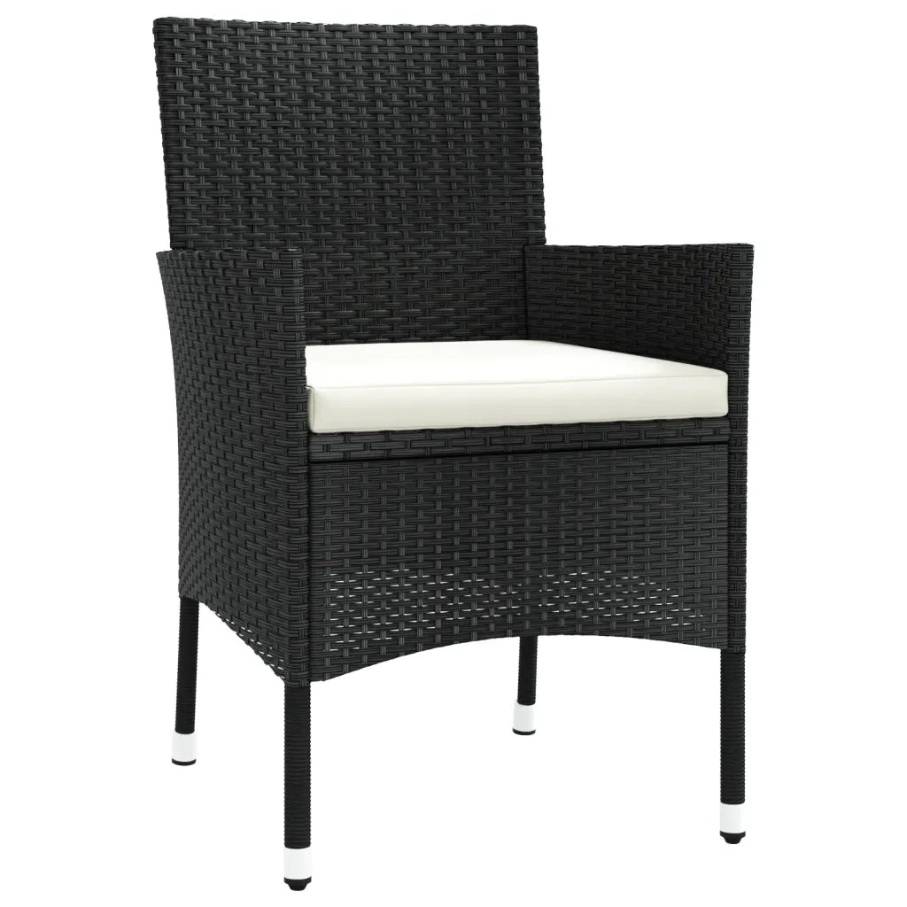Set Bistr¨° da Giardino 3 pz | Set Salotto da Giardino con Cuscini in Polyrattan Nero