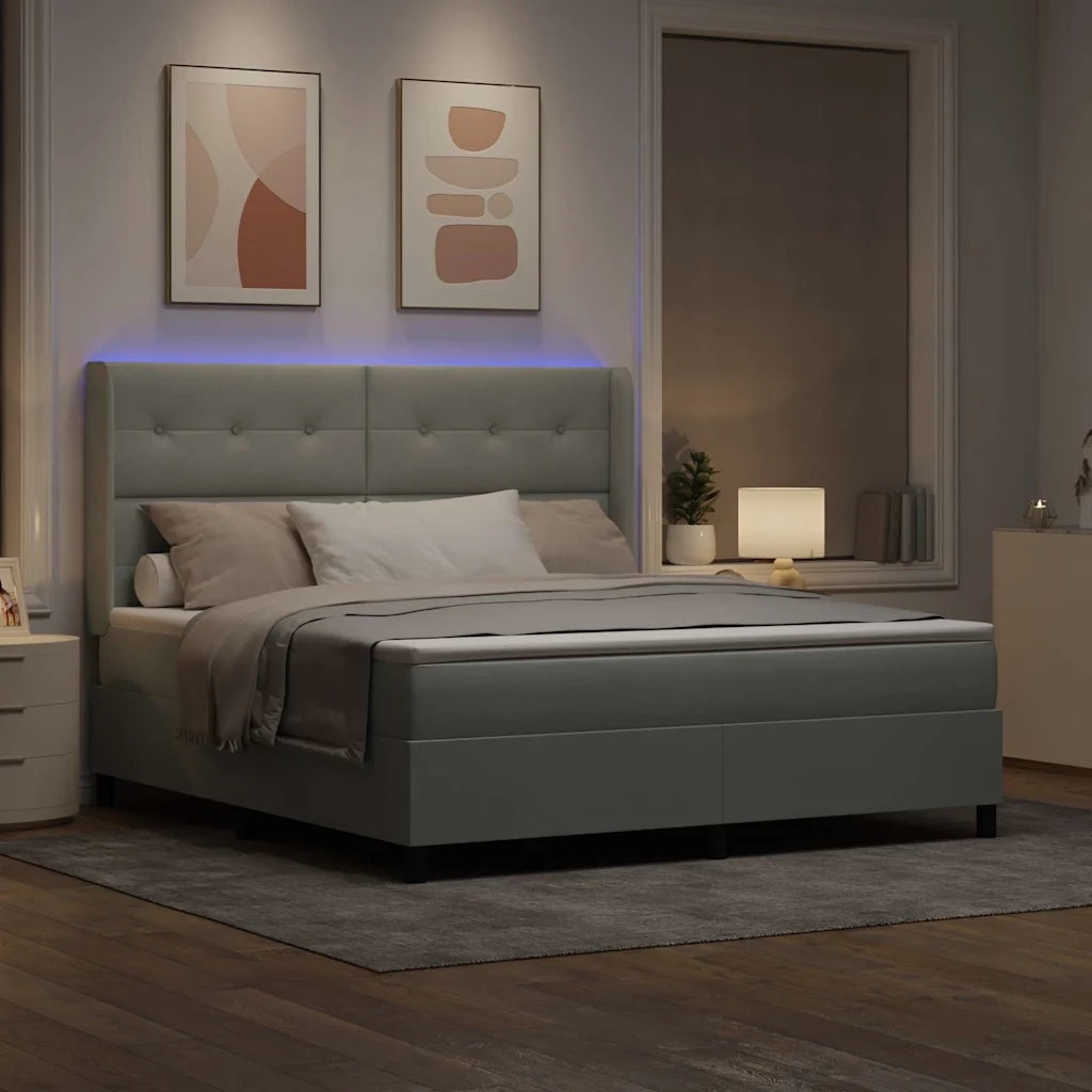 Letto a molle con materasso Grigio chiaro 180 x 200 cm Velluto