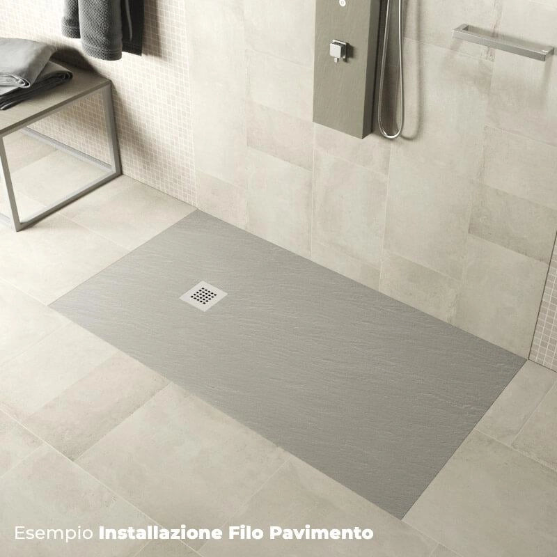 Piatto Doccia in Pietra 80x90 cm Pedrinelli Ardesia Stone Side Grigio