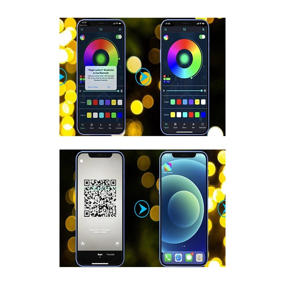 Trade Shop - Catena Luminosa Solare Crepuscolare Led Rgb Rgbw Smart Bluetooth Ip65 Luce 13 Mt -