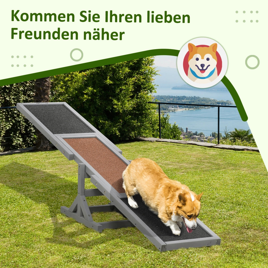 Giochi da arrampicata altalena agility per cani in legno di pino antiscivolo grigio 180 × 30 × 30 cm