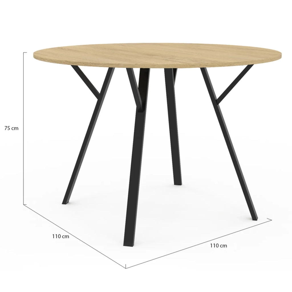 IDMarket - Mesa de comedor extensible YSEULT 6 personas madera y negro diseño industrial 110 cm