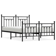 Letto matrimoniale | Letto per adulti | Giroletto con Testiera e Pediera Metallo Nero 140x200 cm