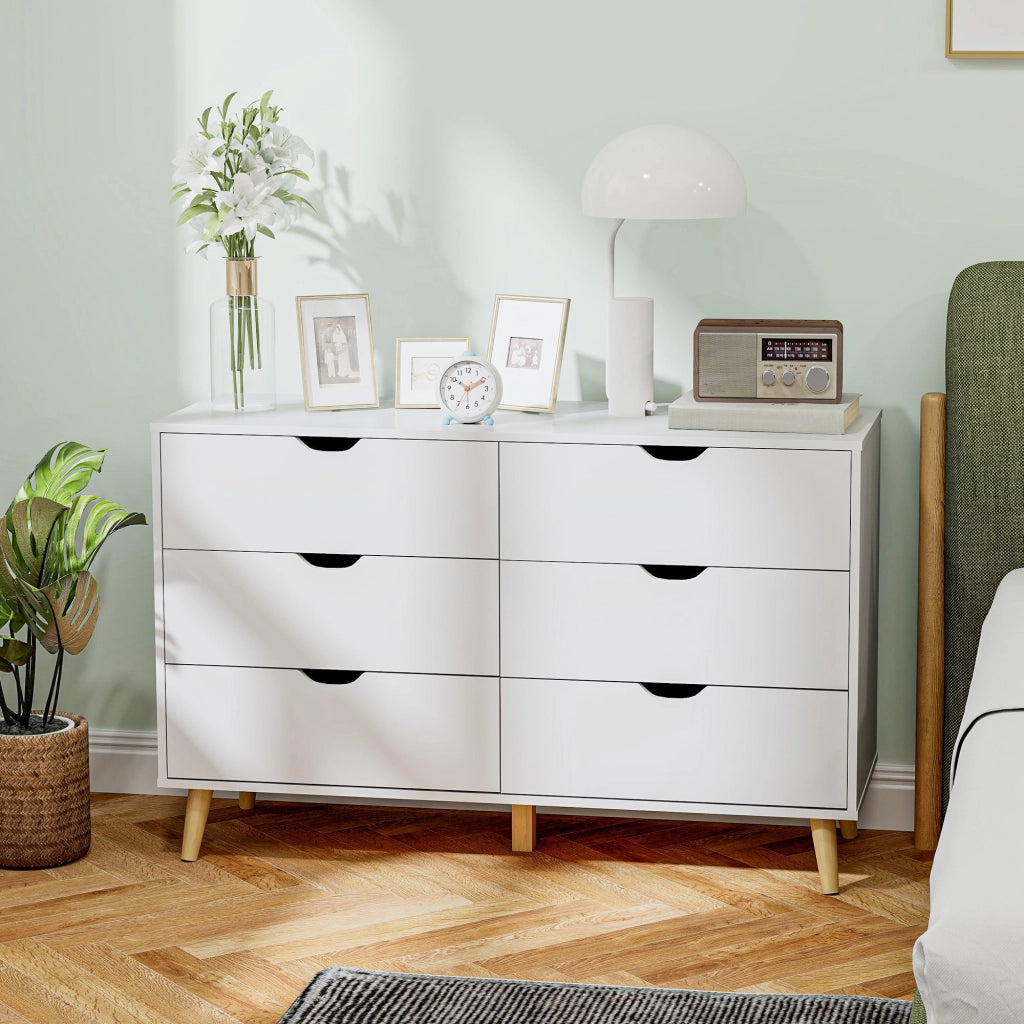 Cassettiera Moderna con 6 Cassetti ¨C zephmum ¨C Bianco 120x40x76 cm
