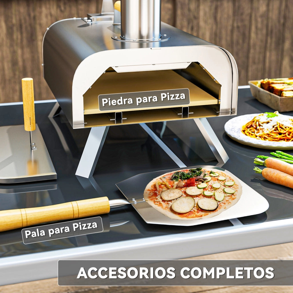 Forno da pizza per esterno con pietra refrattaria ¨C zephmum ¨C grigio 79x36x75 cm