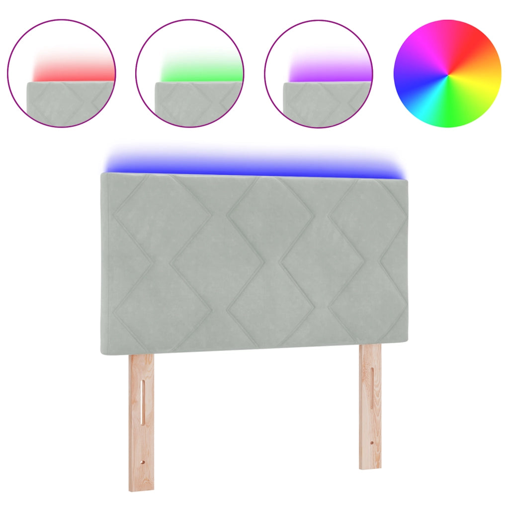 Testiera LED Grigio Chiaro Set di 2 Grigio chiaro Tessuto 80 cm