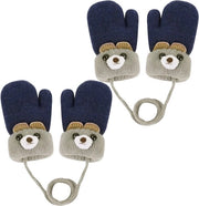 Guanti invernali per bambini - 2 paia - Impermeabili - Elasticizzati - Con cordoncino - Uomini e bambine 0-3 anni