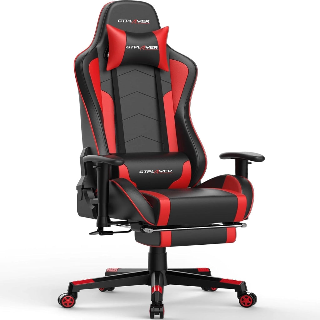 Sedia da Gaming con Poggiapiedi e Altoparlante Bluetooth Poltrona Ufficio Scrivania Ergonomica Sedie Musicale Rossa