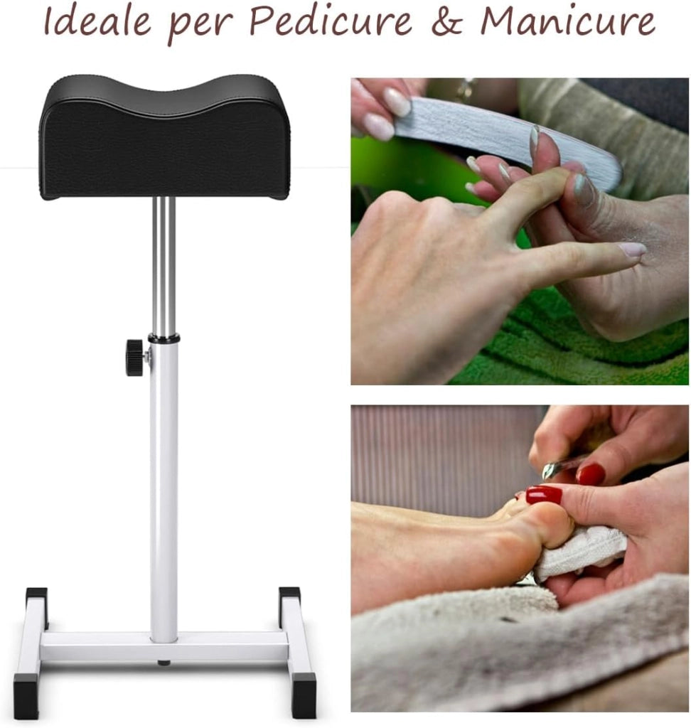 Poggiapiedi Pedicure Manicure, Sgabello Pedicure Estetista Regolabile in Altezza, Poggia Piedi per Pedicure con Cuscino Spesso (Nero)