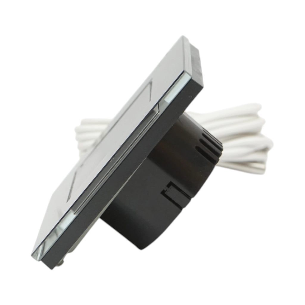 Termostato WiFi per riscaldamento a pavimento e caldaia, display digitale, sensore esterno, cornice in vetro nero 86x86mm
