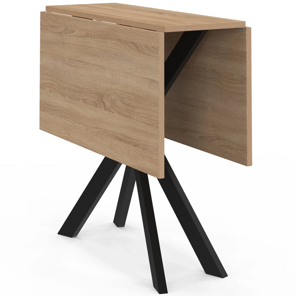 IDMarket - Consolle pieghevole per 2-4 persone ALIX con gambe in legno e ragno nero 103 x 76 cm