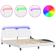 Letto matrimoniale | Letto per adulti | Giroletto con LED senza Materasso Zadar Bianco 180x200 cm