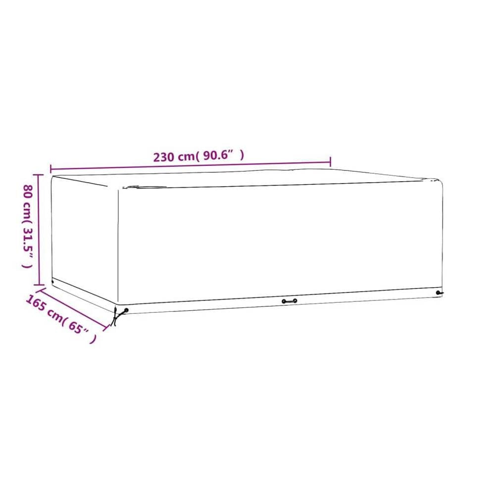 Garden Furniture Cover With 12 Eyelets, 230x165x80 Cm, Rectangular