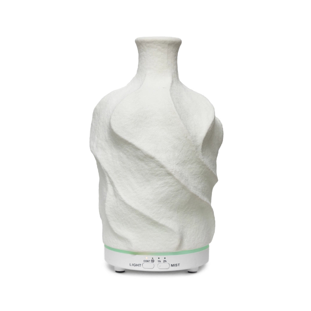Diffusore di Aromi 80 ml in Ceramica con Luce LED 7 Colori, Umidificatore per Oli Essenziali con Timer 1/2 Ore, Alimentazione USB-C 5V, Design Compatto Bianco