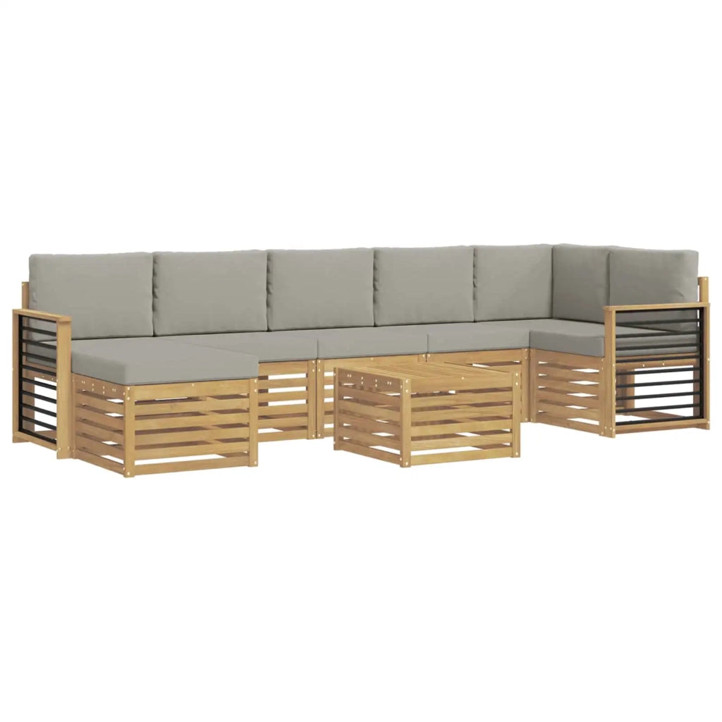 Set di divani da esterno 8 pcs Bianco e Grigio Chiaro