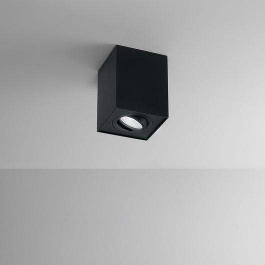 Plafoniera Moderna Centric Metallo Nero Opaco 1 Luce Gu10 Ip20 Orientabile