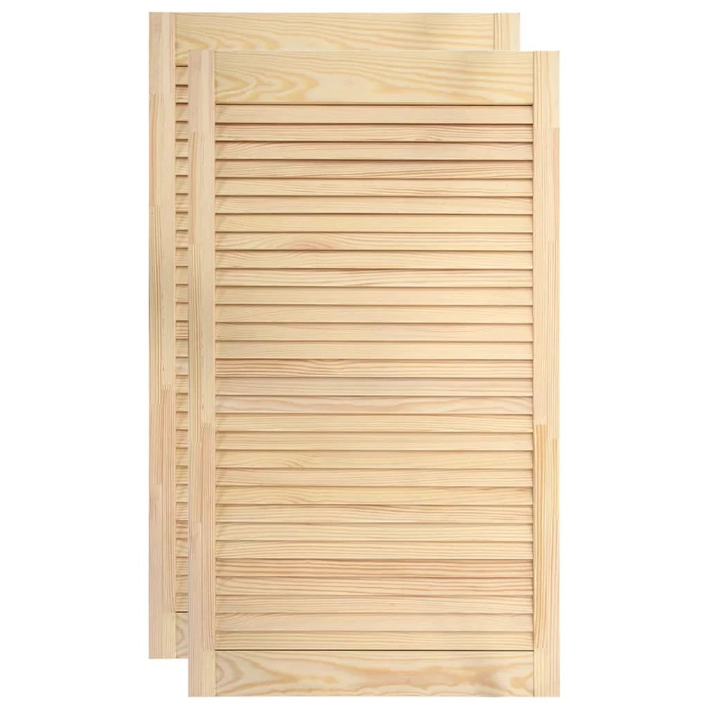Set di due ante in legno massello di pino ante a persiana ante per armadi ante per mensole rivestimento per armadio guardaroba 99,3 x 49,4 cm 02_0003900