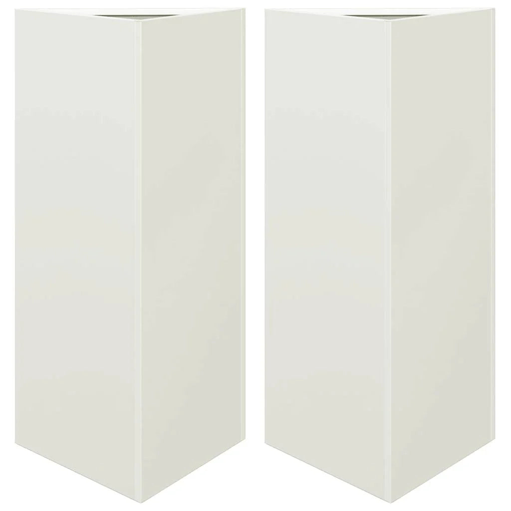 Fioriera rialzata per piante fiori giardino terrazze set da 2 triangolare 40 x 34,5 x 70 cm acciaio bianco 02_0039099
