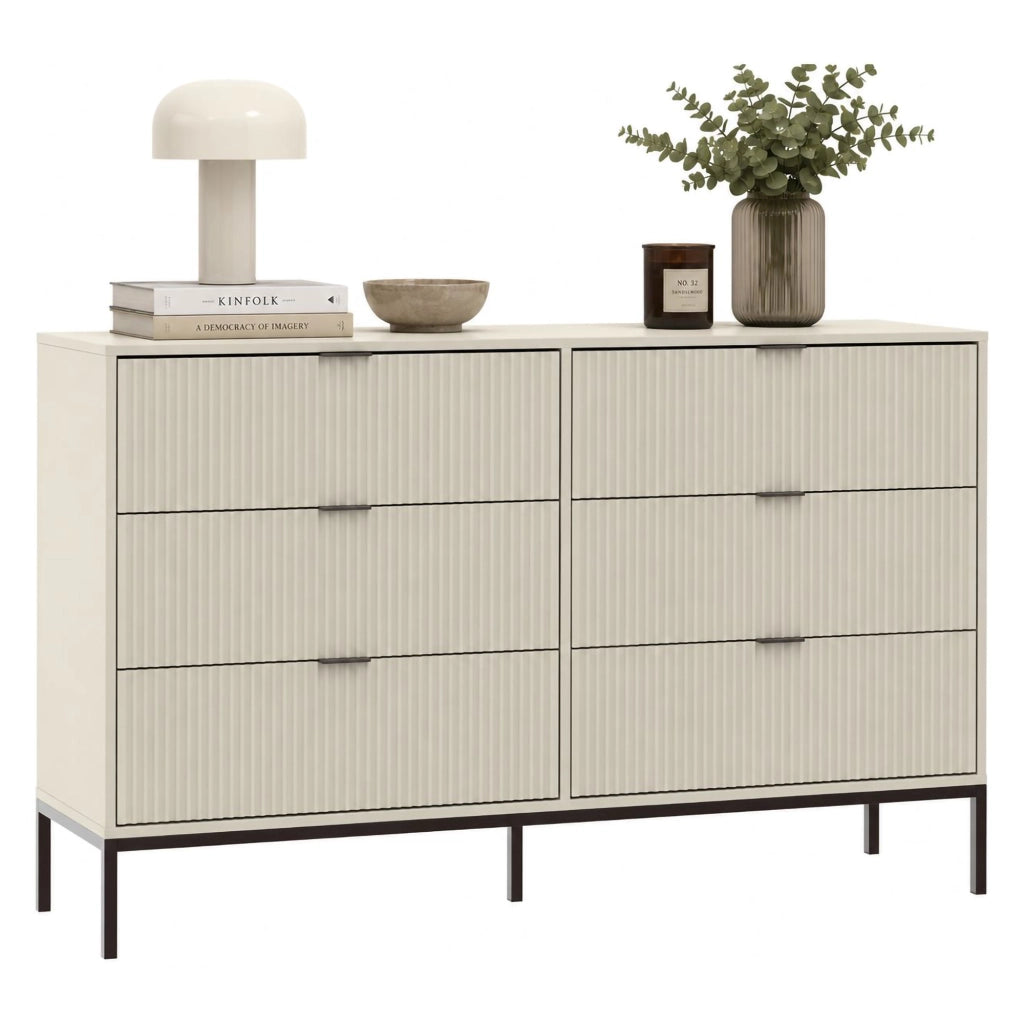 Lalifa, Cassettiera 6 Cassetti, 150x40x92h cm Beige Cashmere