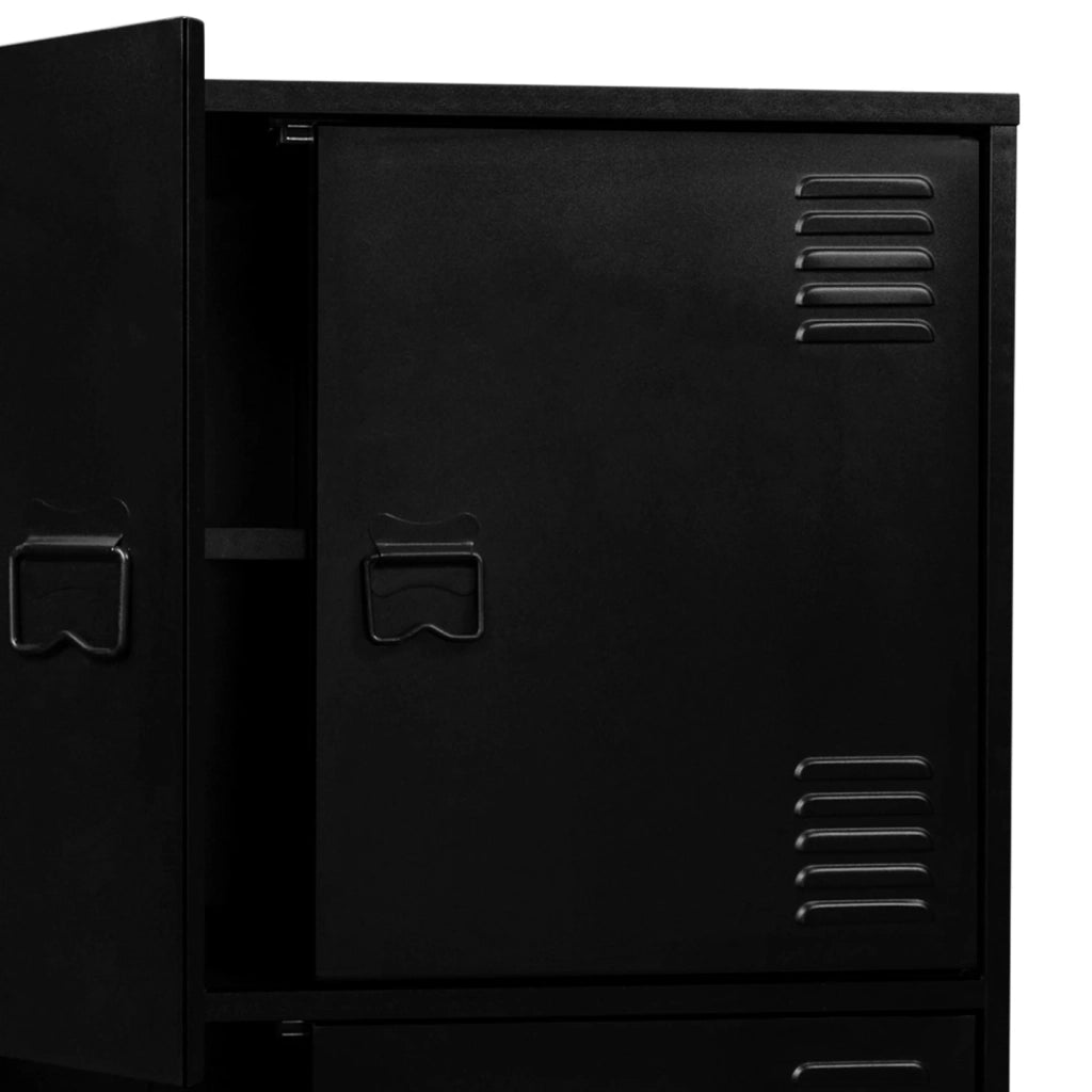 IDMarket - ESTER Armadio di design industriale a 4 ante in metallo nero