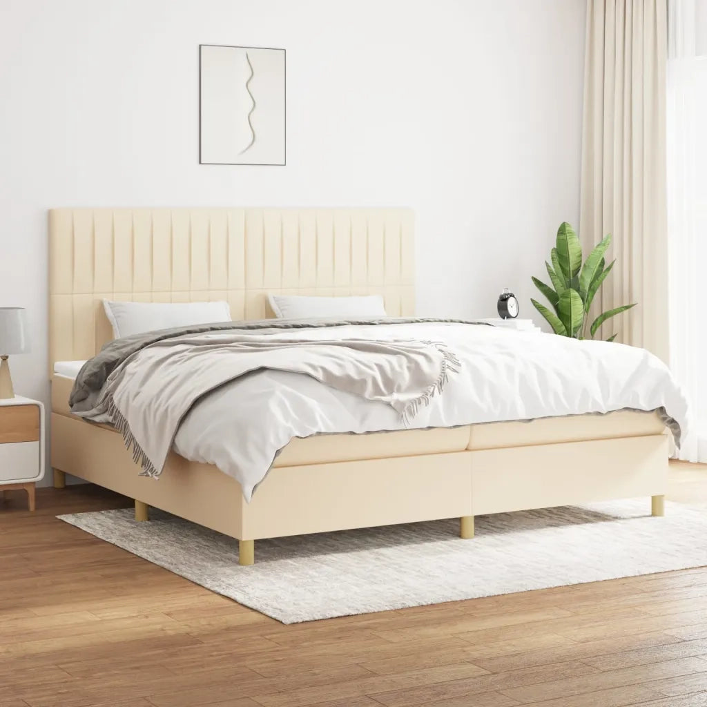 Giroletto a Molle con Materasso Crema 200x200 cm in Tessuto 3142526