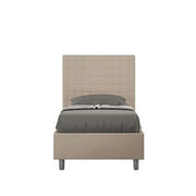 Letto singolo senza rete imbottito 90x210 similpelle tortora Sunny