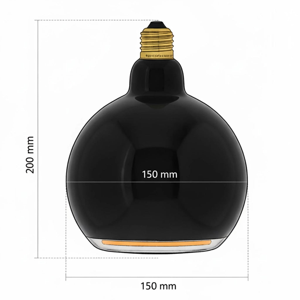 Lampada di design vetro LED E27 nera serie BLACK MOON luce calda decorativa Effetto Fluttuante bar pub ristorante albergo Ø 150mm