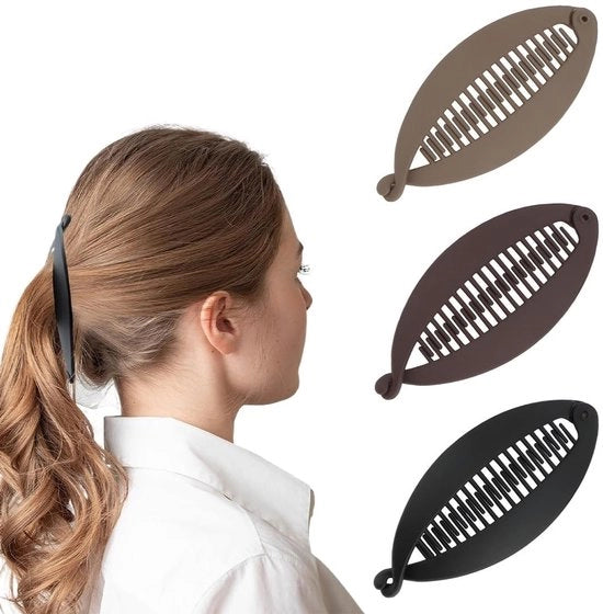 Tre pezzi di spille per capelli vintage a forma di coda di cavallo con clip per capelli a forma di banana in acciaio inossidabile
