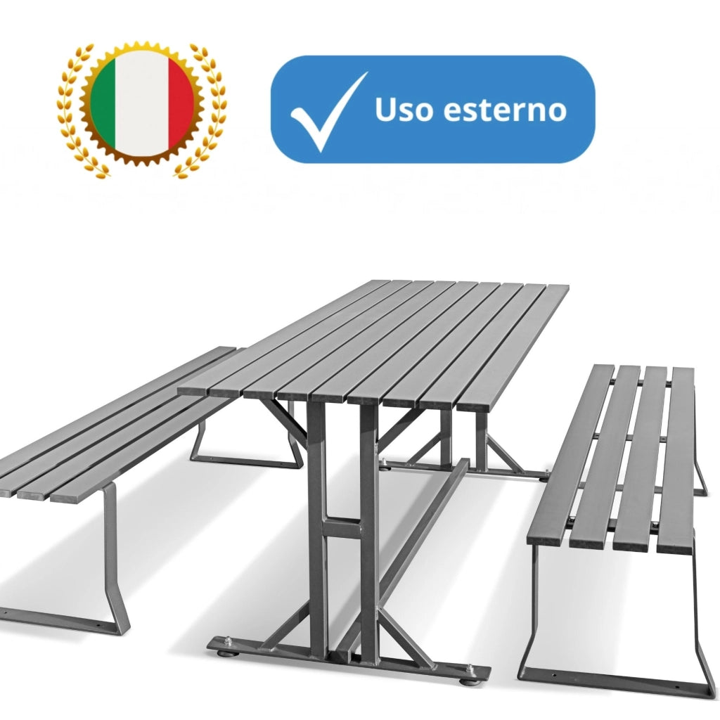 Andrys Panchina Giardino senza Schienale 150x50x42 - Tubo Rettangolare Grigio
