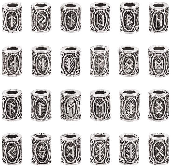Accessori creativi in metallo per gioielli DIY - Elementi runici vichinghi - Spacer metallico - 24 pezzi - Accessori per gioielli antichi in argento sterling - Elementi decorativi per gioielli personalizzati