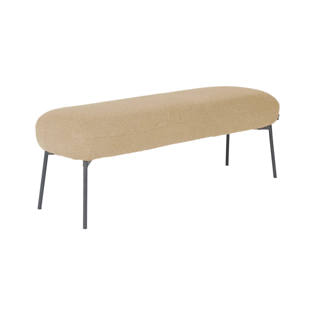 Panca tessuto bouclé e gambe in metallo, beige