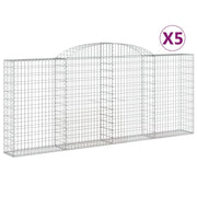 Cestini gabbioni recinzione a gabbia muro di contenimento ad arco 5 pezzi 300 x 30 x 120/140 cm ferro zincato argento 02_0040905