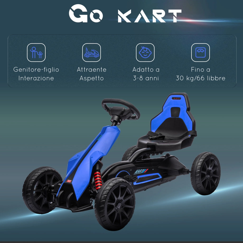 Go Kart a Pedali per Bambini ¨C zephmum ¨C Blu, Ruote in EVA, 100x58x58.5 cm