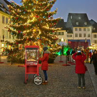 Carrello retrò rosso KuKoo per macchina popcorn in acciaio inox