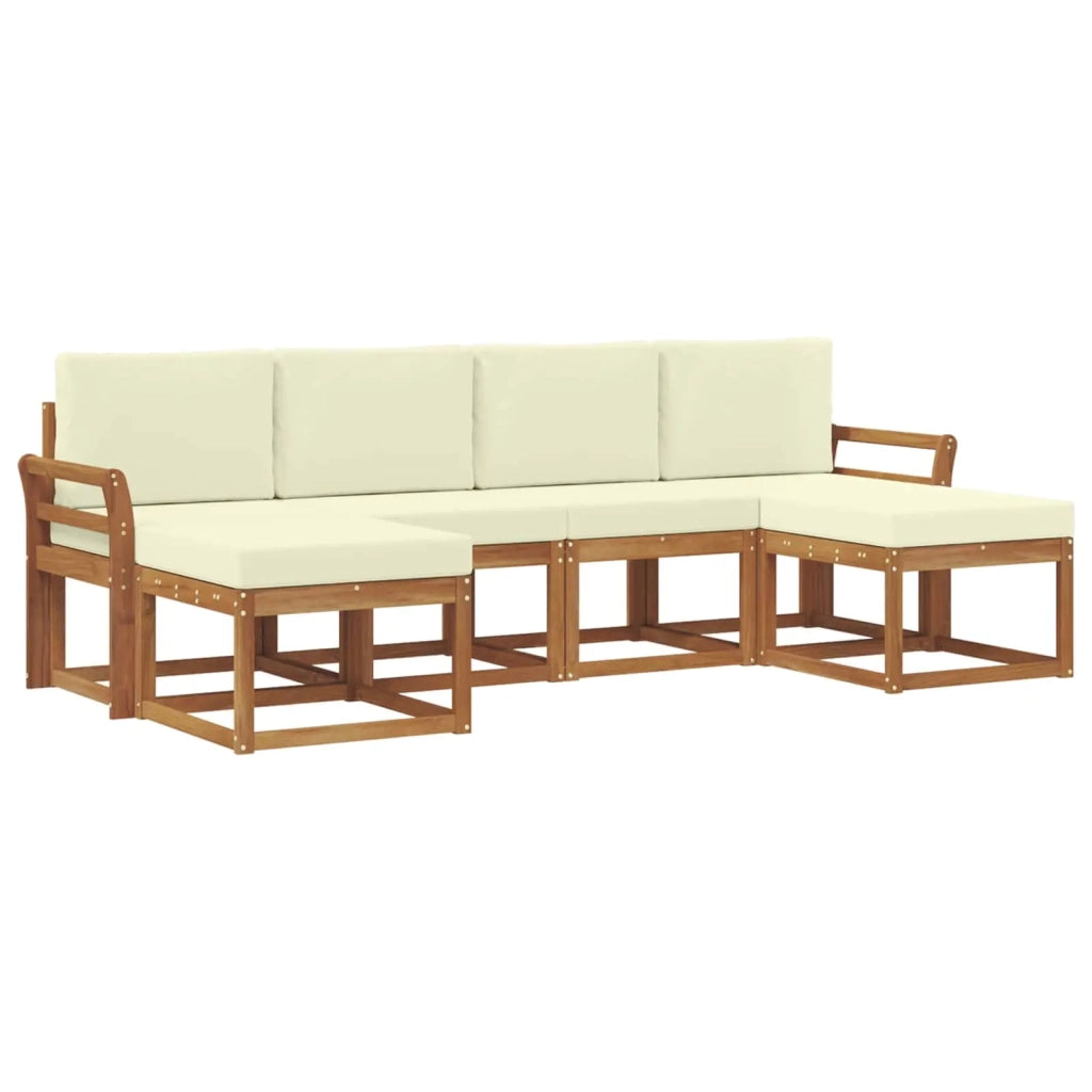 Set di divani da esterno con cuscino 6 pcs Naturale e Crema