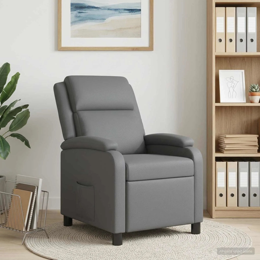 Divano Sedia-Poltrona reclinabile Grigio Similpelle 327802