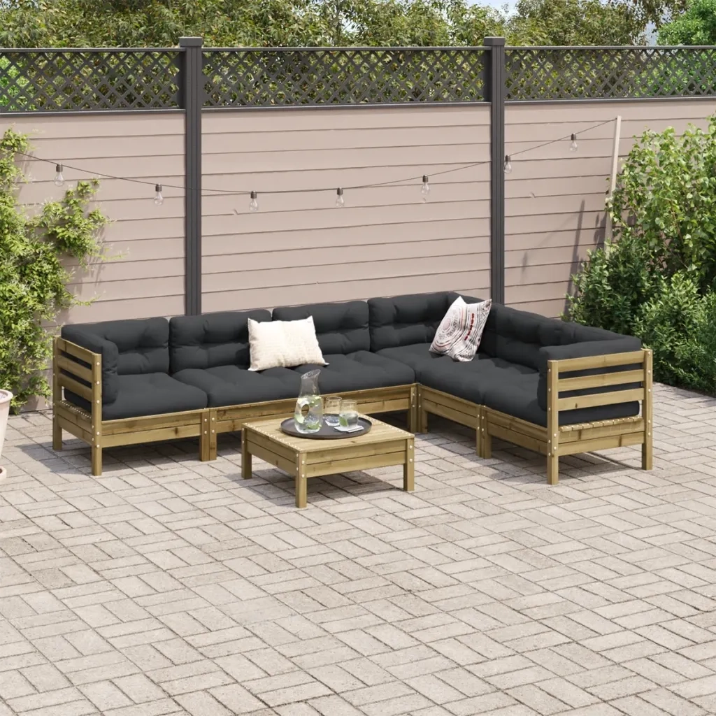 Set Divani da Giardino 7pz con Cuscini Legno Impregnato di Pino 3299473