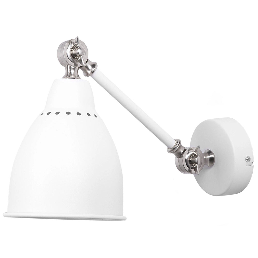 Set 2 Lampade da Parete applique In Metallo Bianco Orientabile Luce Di Posizione Forcellone Moderno