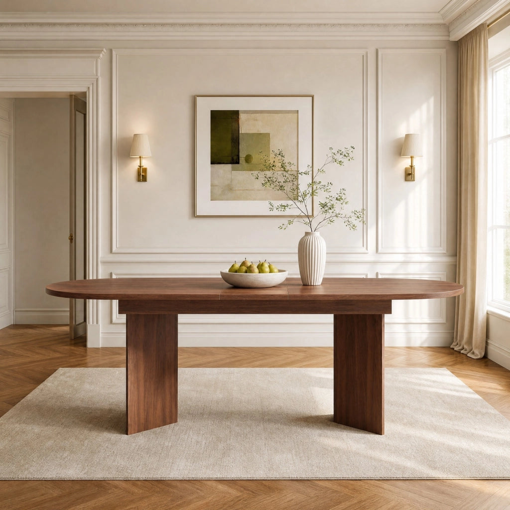 Tavolo da pranzo allungabile 180 x 90 x 75 cm in MDF; noce