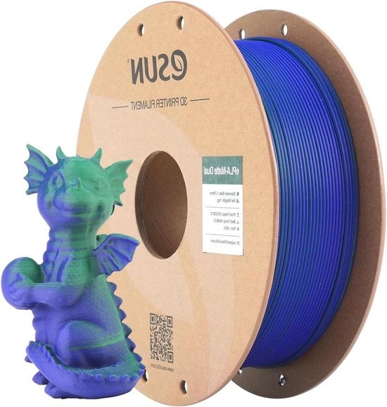 Filamento 3D a Colori Duali 1,75 mm con Testura Matta e Liscia, Peso 1 kg, Spola (2,2 LBS) - Verde Blu