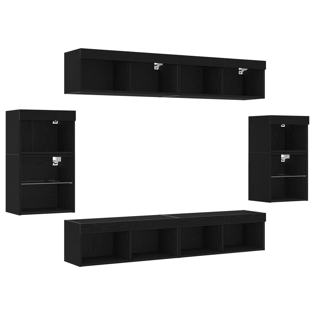 Scaffale Flottante 2 pcs Rovere Nero 40x28,5x40 cm Legno Ingegnerizzato