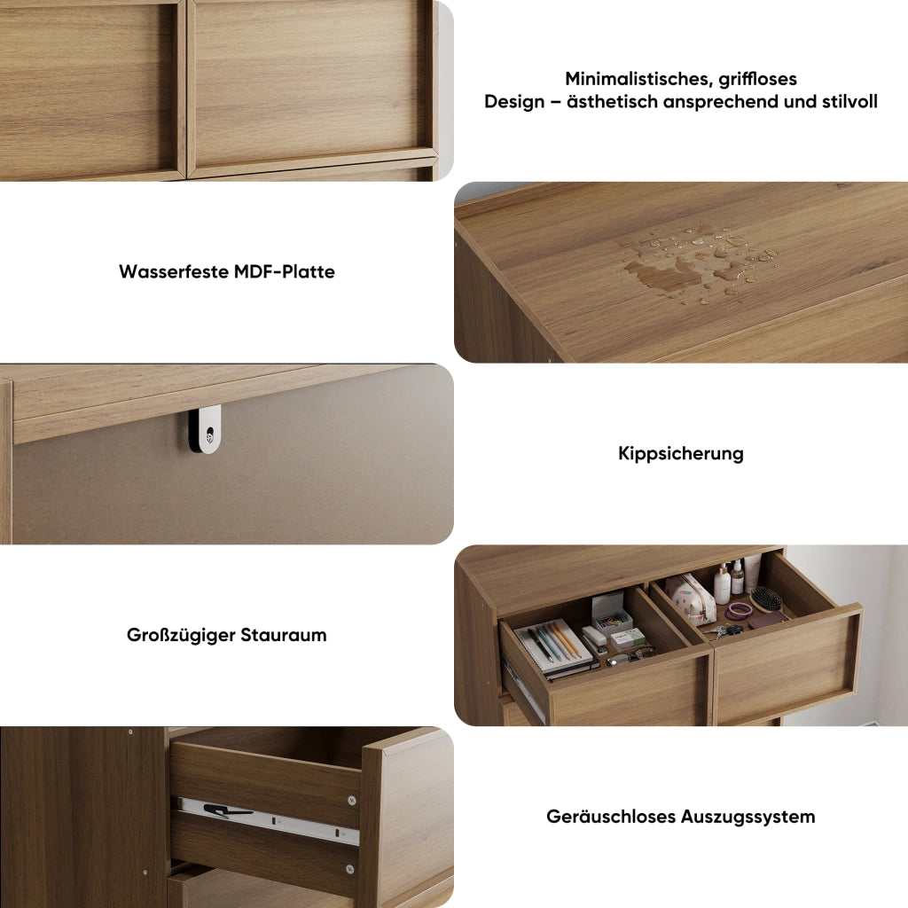 CASSETTIERA a 6 cassetti 80 x 48 x 127 cm effetto rovere
