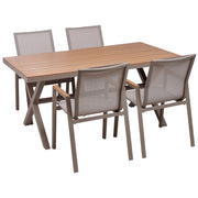 Set da pranzo da giardino a 4 posti Struttura in alluminio Taupe Piano in legno plastico 4 sedie e tavolo da pranzo