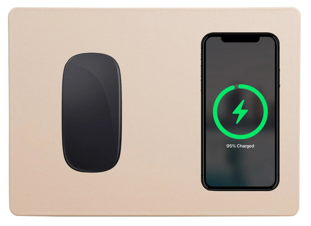 Tappetino per Mouse 20,5x30,5x0,5 cm con Base di Ricarica Wireless Caffè