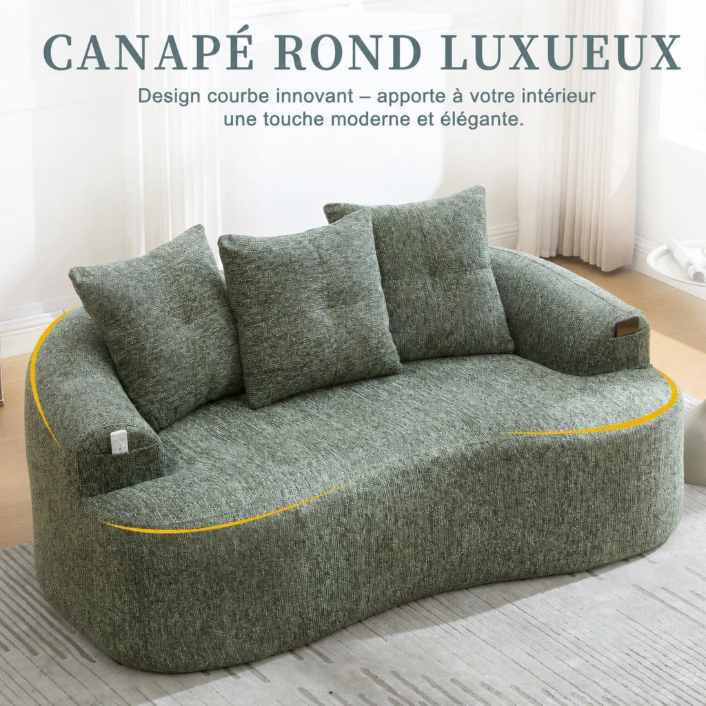 Divano 2 posti in chenille con molle insacchettate, cuscini spessi e design profondo verde 164 × 92 × 60 cm
