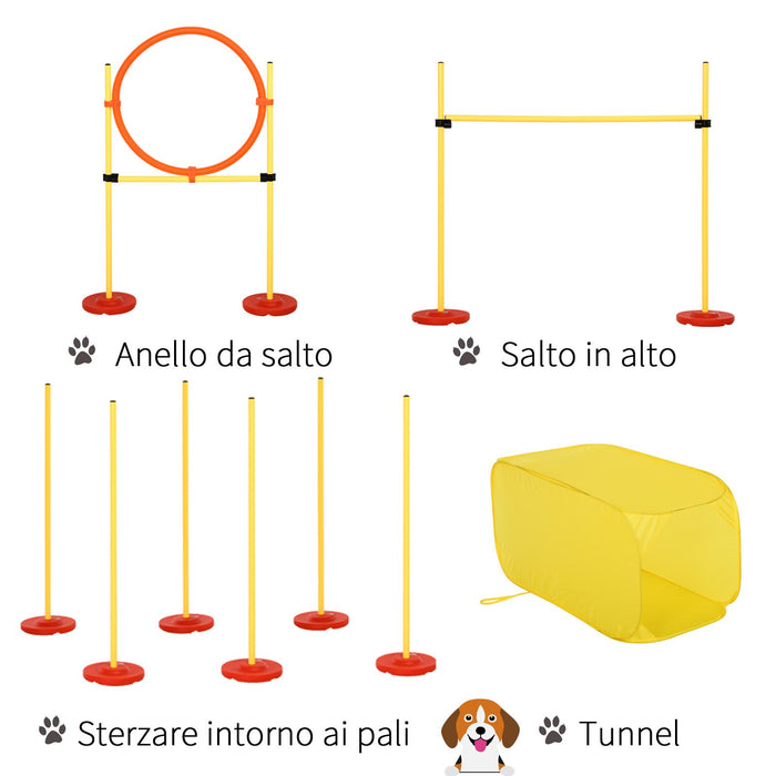 Set Addestramento Cani da Esterno con Ostacoli Slalom e Tunnel