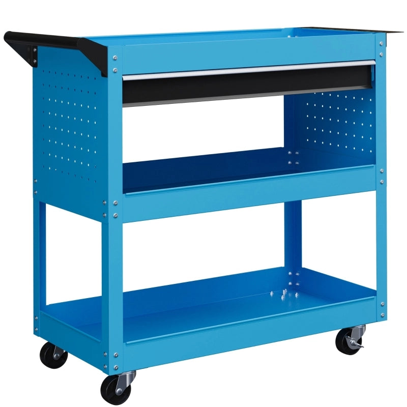 CASSETTA PORTA ATTREZZI Trolley a 3 livelli 82 x 35 x 76 cm Blu Metallo