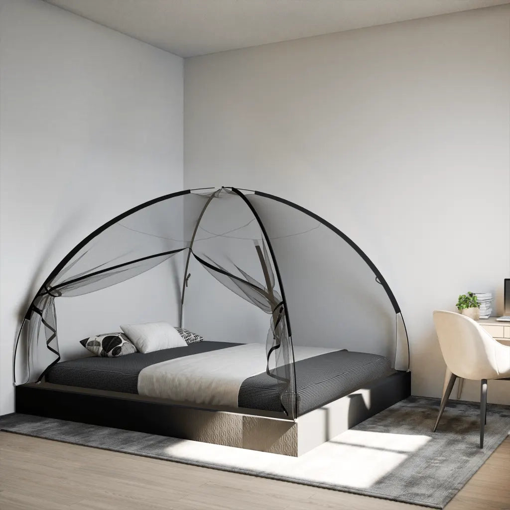 vidaXL Zanzariera Mongolia con Porte 220 Rete Nera 200x180x135 cm