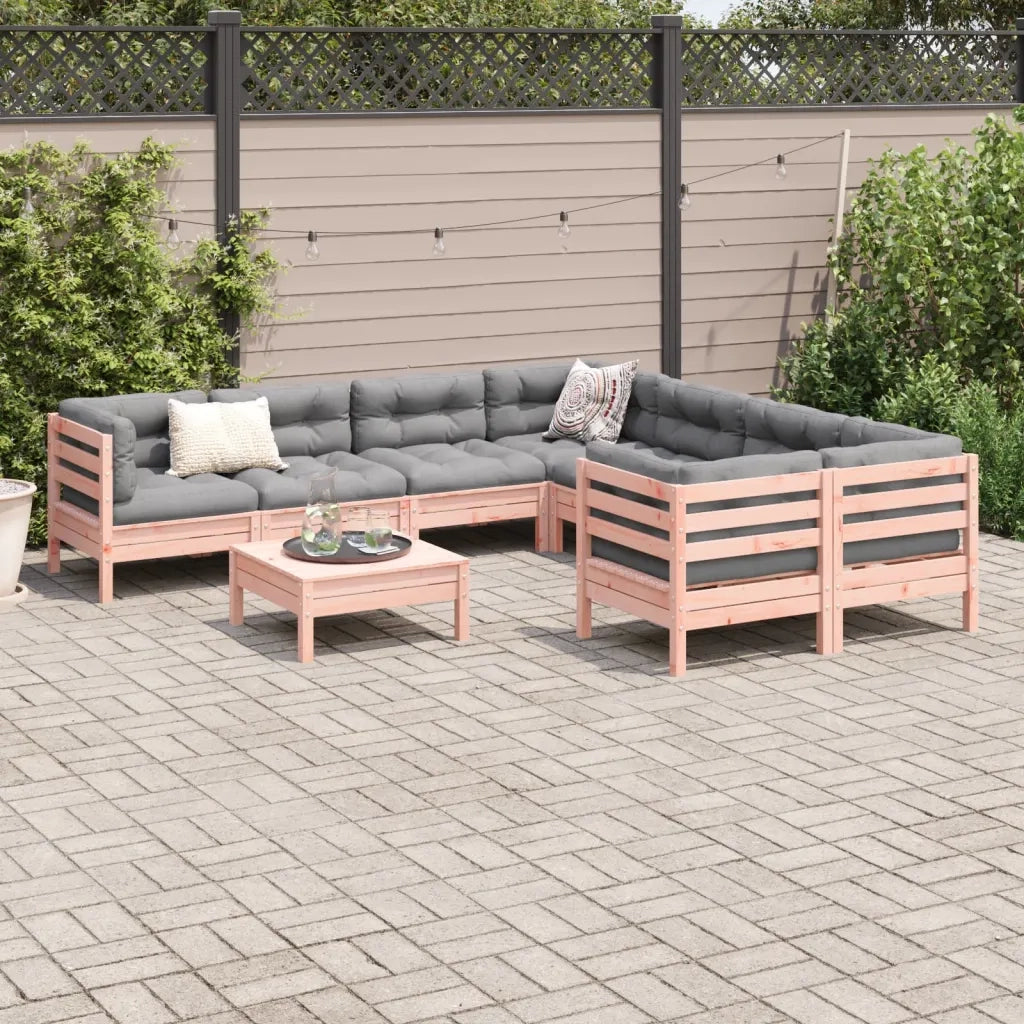Set Divani Giardino 9 pz Cuscini Legno Massello Abete Douglas 3299375