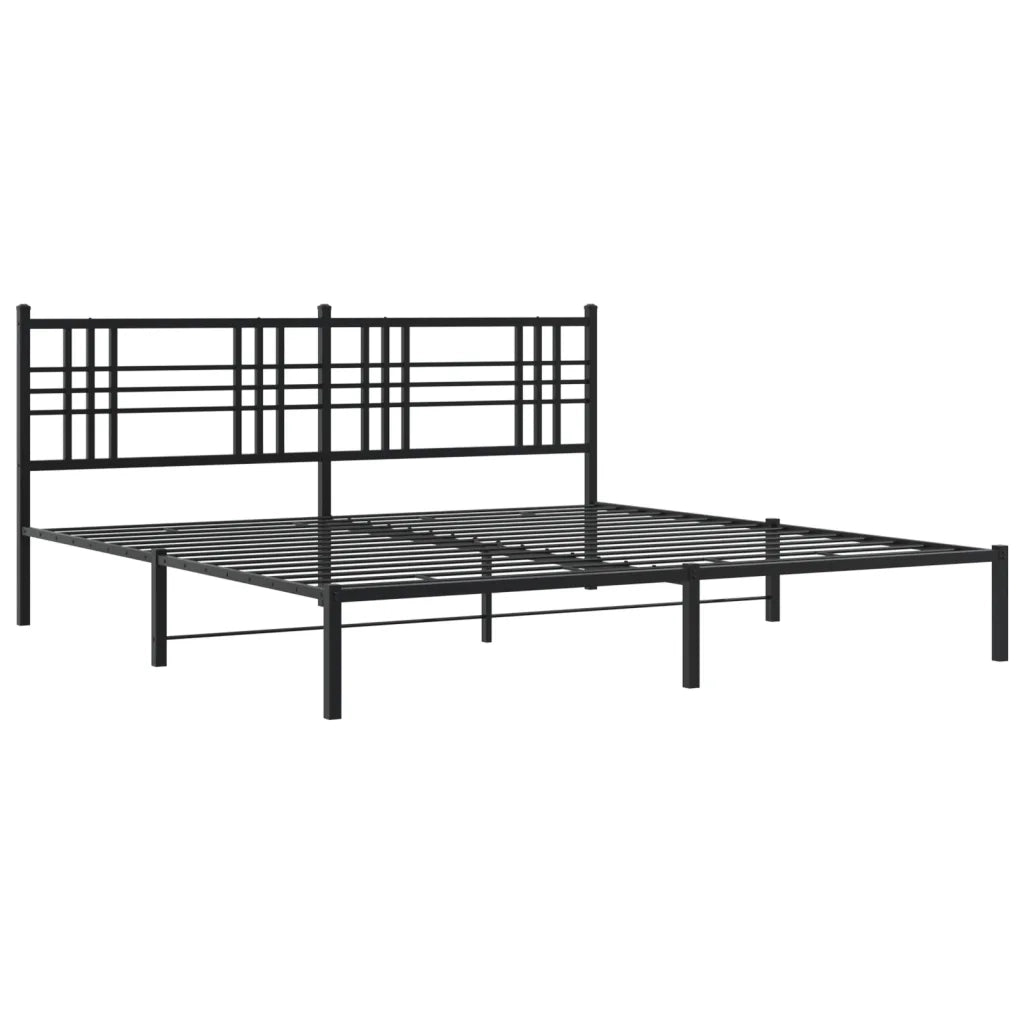 Letto matrimoniale | Letto per adulti | Giroletto con Testiera in Metallo Nero 183x213 cm